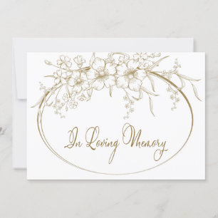 Loving Memory Elegant Floral Gold Memorial Invitation
