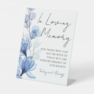 Loving Memory Memorial Dusty Blue Floral Wedding Pedestal Sign