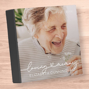 Loving Memory Modern Elegant Heart Photo Memorial Binder