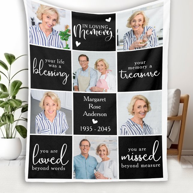 Loving Memory Personalized 6 Multi Photo Memorial Fleece Blanket (Creator Uploaded)