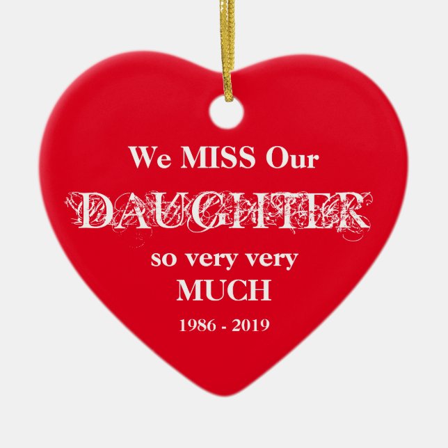 Loving Memory Personalized DAUGHTER Christmas Ceramic Ornament (Front)