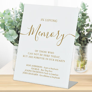 Loving Memory Personalized Gold Wedding Memorial Pedestal Sign
