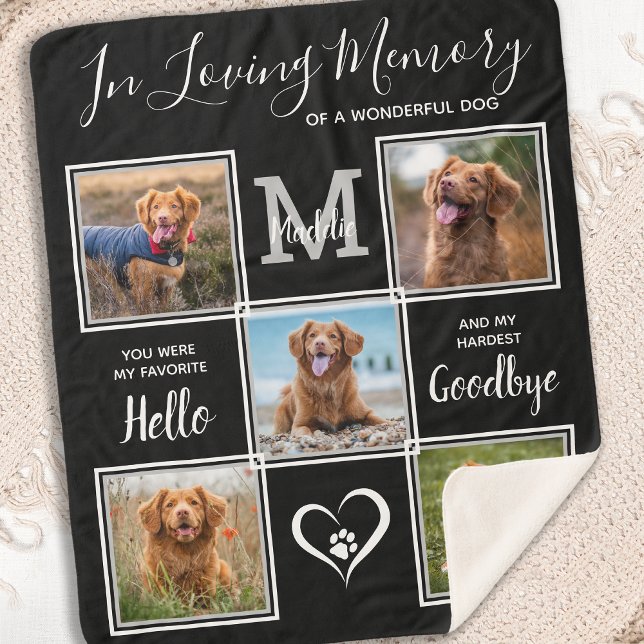 Loving Memory Personalized Pet Memorial 5 Photo Sherpa Blanket (Creator Uploaded)