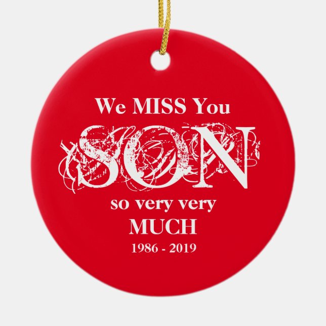 Loving Memory Personalized Son Memorial Ornament (Front)