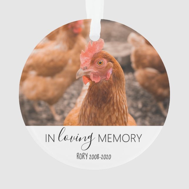 loving memory photo pet memorial chicken ornament (Back)