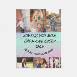 Loving Mom Every Day 7 photo blue and purple Fleece Blanket