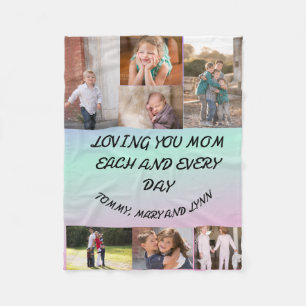 Loving Mom Every Day 7 photo blue and purple  Fleece Blanket