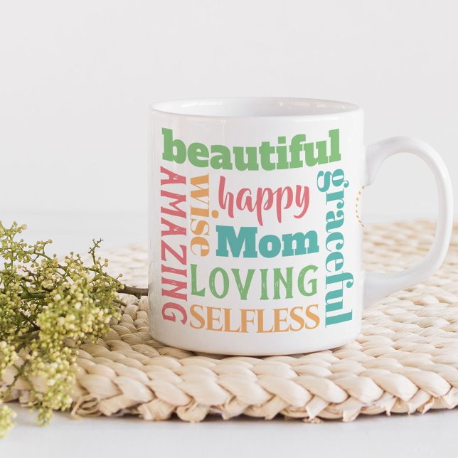 Loving Mom Words - Pretty Multi Colour Typography Coffee Mug (Creator Uploaded)