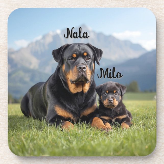 Loving Mother and Son Personalized Coaster Set (Front)