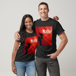 Loving Mother Silhouette with Planet and Heart Des T-Shirt