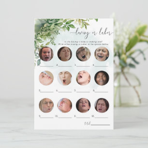 Loving or Labour Greenery Baby Shower Game Invitation