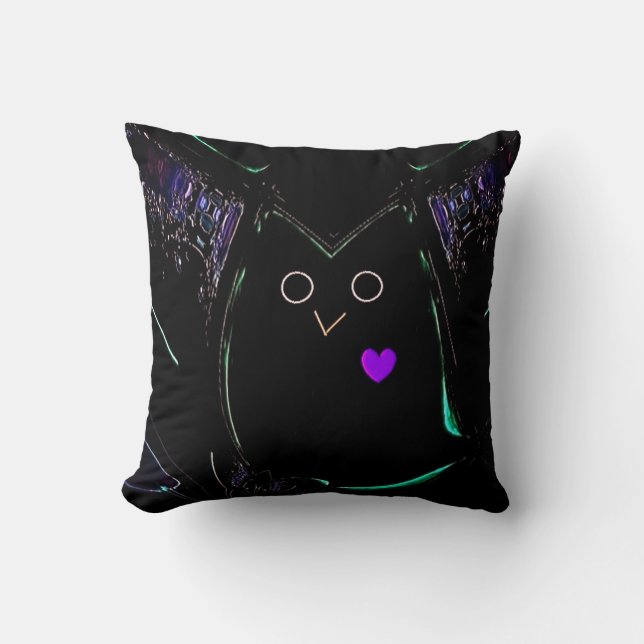 "Loving Owl" Polyester 16" x 16" Throw Pillow (Front)