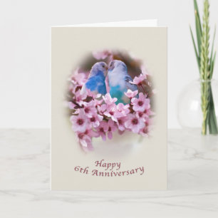 Loving Parakeets 6th Anniversary Card