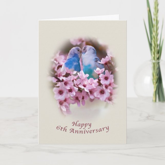 Loving Parakeets Carte du 6e anniversaire (Devant)