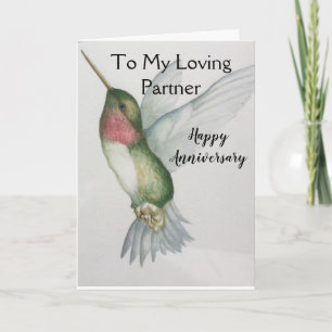 Loving Partner Anniversary Hummingbird Watercolor Card