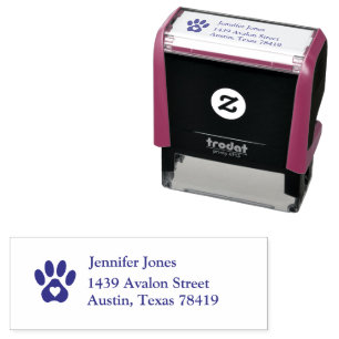 Loving Paw Print With Heart   Name and Address  Self-inking Stamp