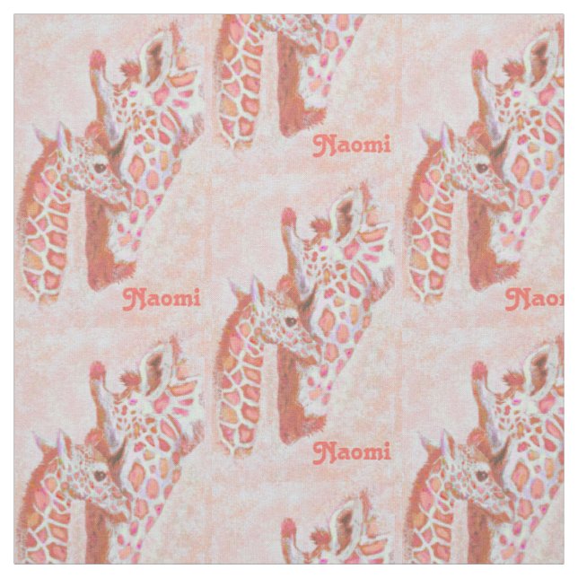 loving peach giraffes personalizable fabric (Swatch)