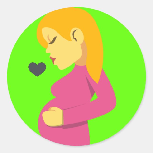 Loving Pregnant Mom Emoji Classic Round Sticker (Front)