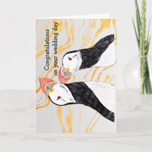 Loving Puffins Congrats on your wedding day Card