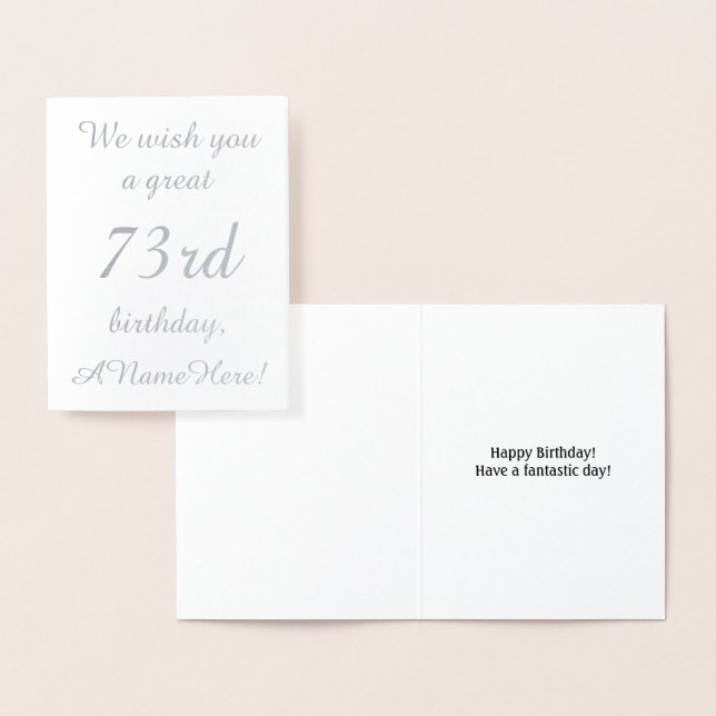 Loving Silver Foil 73rd Birthday Greeting Card (Display)
