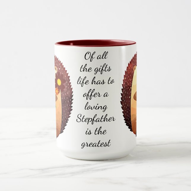 Loving Stepfather Inspirational Quote Hedgehog Mug (Center)