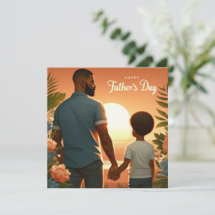 Loving Sunset Embrace Ethnic Father & Son