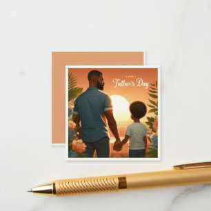 Loving Sunset Embrace Ethnic Father & Son Enclosure Card