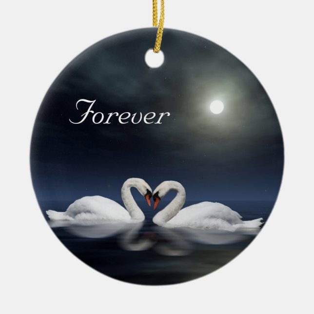 Loving swans ceramic ornament (Front)