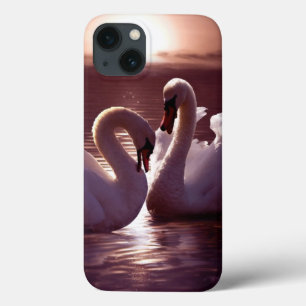 Loving Swans Forming a Heart iPhone 13 Case