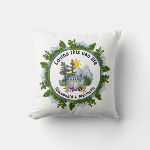LOVING THIS VAN LIFE Custom CARAVAN Camping Throw Pillow