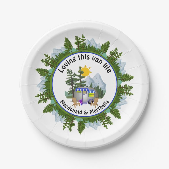 LOVING THIS VAN LIFE Personalized CARAVAN Camper Paper Plate (Front)