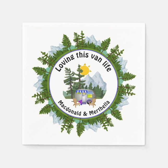 LOVING THIS VAN LIFE Personalized CARAVAN Camping Napkin (Front)
