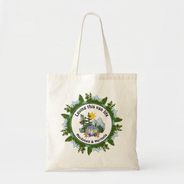 LOVING THIS VAN LIFE Personalized CARAVAN Camping Tote Bag (Front)