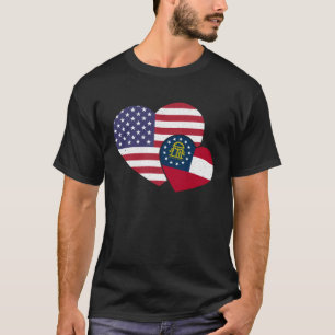 Loving USA & Georgia Local Flag Heart Proud Americ T-Shirt