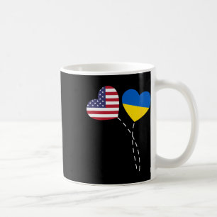 Loving Usa Ukraine Flag Heart Ukrainian Americans  Coffee Mug