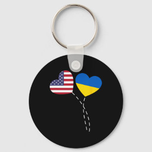Loving Usa Ukraine Flag Heart Ukrainian Americans Keychain