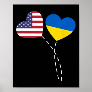 Loving Usa Ukraine Flag Heart Ukrainian Americans Poster