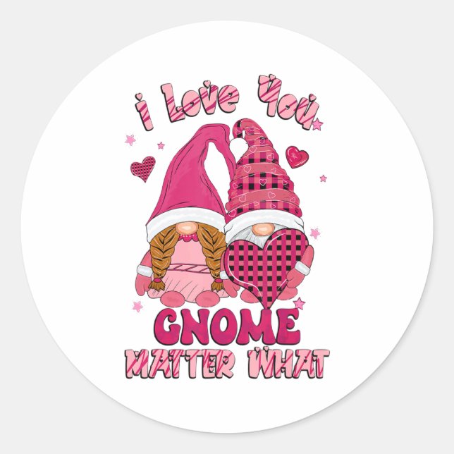 Loving You Gnome What Buffalo Plaid Valenti  Classic Round Sticker (Front)