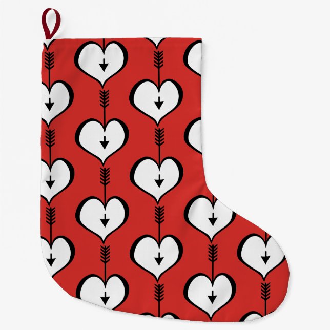 Loving You Heart white Christmas Stocking (Front)