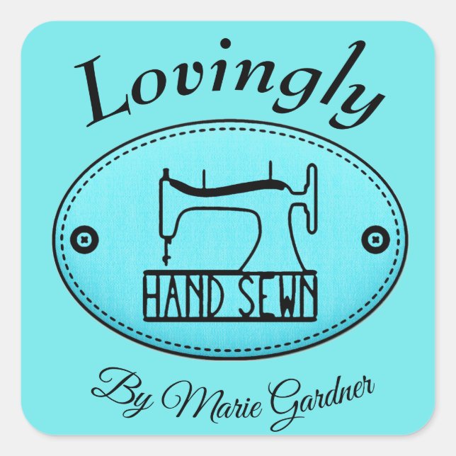 Lovingly Hand Sewn Handmade Crafts Custom Text Square Sticker (Front)