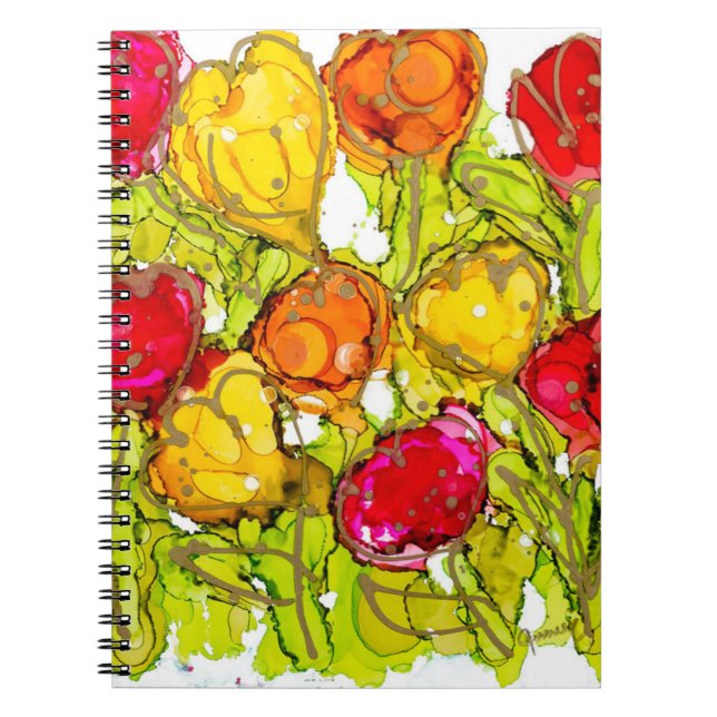 Lovitude Carnet spiral Tulipes rouge et orange (Devant)