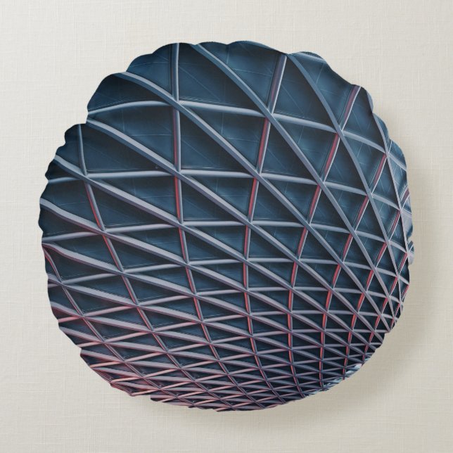 Low-angle photo of building structure round pillow (Front)