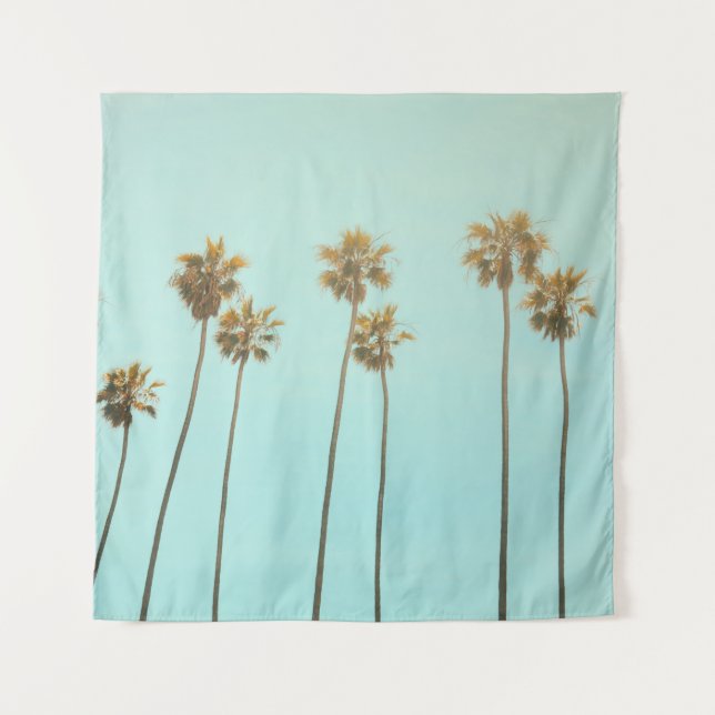 Low angle photography coconut tree tapestry (Front)
