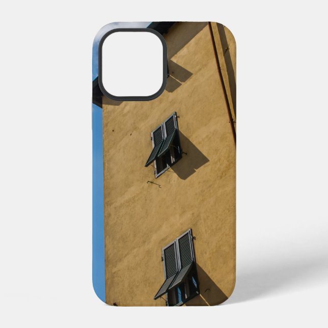 LOW ANGLE PHOTOGRAPHY OF BROWN LOUVER WINDOW iPhone CASE (Back)