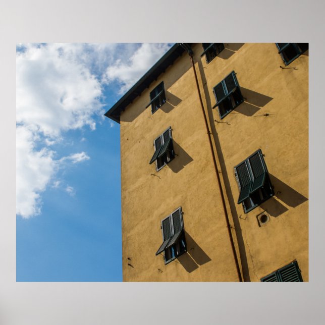 LOW ANGLE PHOTOGRAPHY OF BROWN LOUVER WINDOW POSTER (Front)
