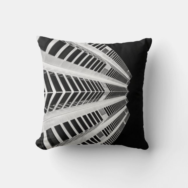 LOW ANGLE PHOTOGRAPHY OF HIGH RISE BUILDING THROW PILLOW (Front)