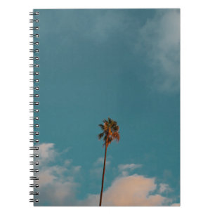 Low angle photography of palm tree under blue sky notebook