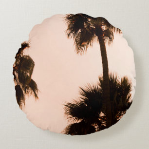 LOW-ANGLE PHOTOGRAPHY PALM PLANTS ROUND PILLOW