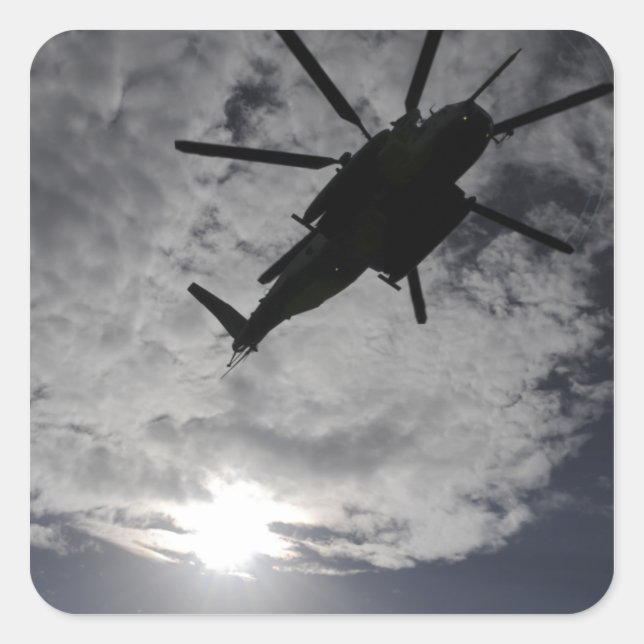 Low angle view of a CH-53E Square Sticker (Front)