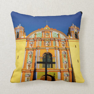 Low Angle View Of Yellow Ornate Church Throw Pillow